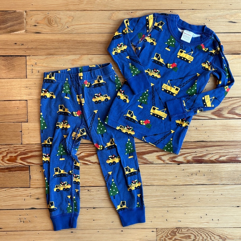 Hanna Andersson Blue Construction Holiday Pajama Set